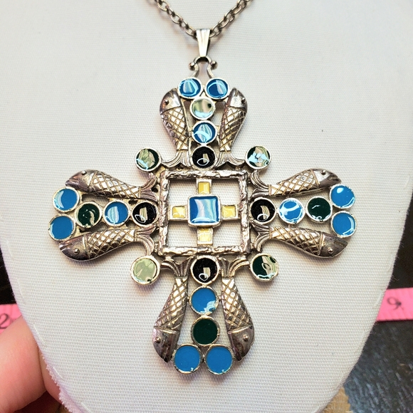 Big blue cross necklace - Picture 2 of 4